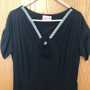 Vintage 1940s Black Dress Original Blakely Fashions Beaded Embellished Large